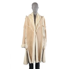 Roberto Cavalli Shearling Sheepskin Leather Coat Women’s Size M Beige Top Jacket