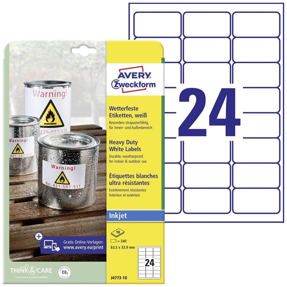 Étiquettes Avery autocollantes personnalisables polyester résistant laser x240
