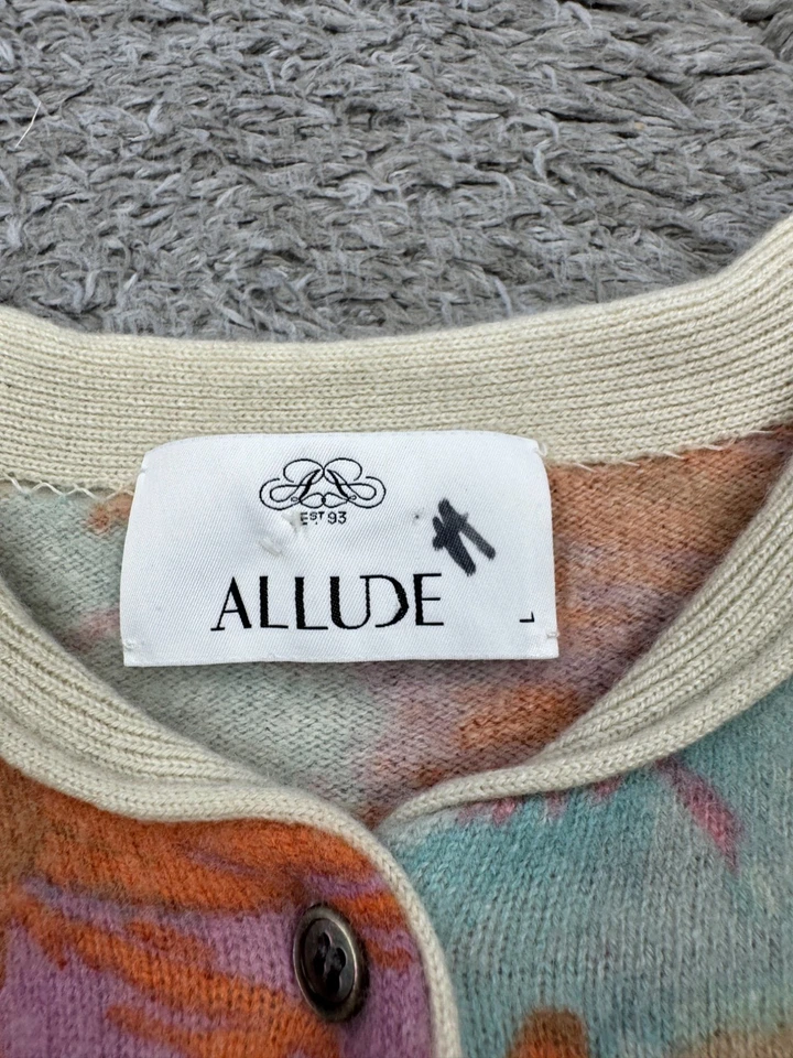 Suéter Allude Mujer Grande Pastel Floral Cachemira Artístico Botón Frontal Cárdigan Foto 3 de 4