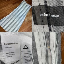 Reformation $218 “Pineapple' Markle Striped 100% Linen Dress (NO BELT) XS EUC