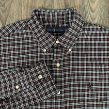 Polo Ralph Lauren Shirt Mens Large Button Down Blue Black Pony Plaid Long Sleeve