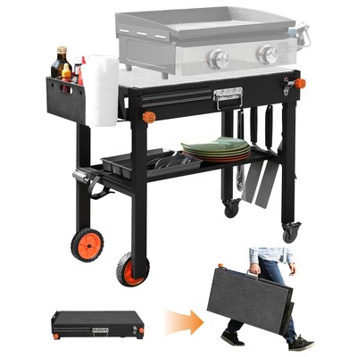 Portable Outdoor Grill Table, Stand Solid and Sturdy 31''W x 17''D, Movable Kit...