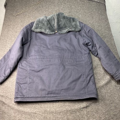 Parka invernale uomo Levis XL blu navy pelliccia sintetica cappuccio bottoni tasche lavoro militare - Foto 7 di 13
