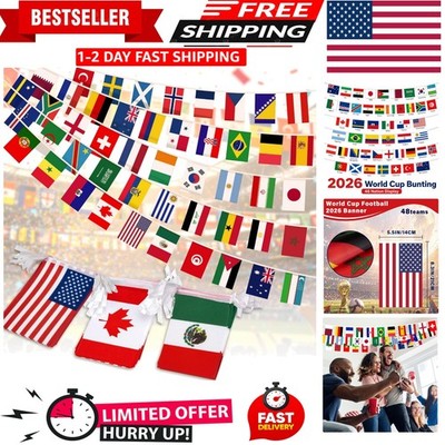 2026 Soccer Celebration Banner - Double-Sided Flags, 48 Nations, 45ft Decoration
