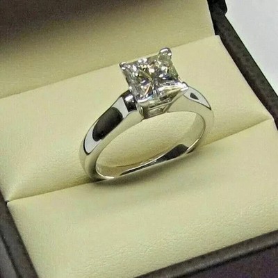 Princess Diamant Ring 2 Karat Lab Grown Designer 14k Weißgold E F VVS2 IGI CVD