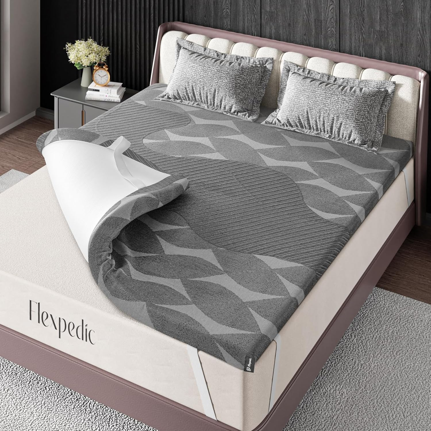 Flexpedic 3 Inch King Firm Gel Memory Foam Mattress Topper
