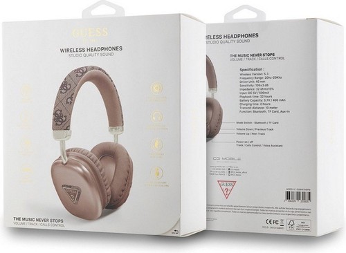 Guess PU Leather 4G Triangle Logo Wireless Headphones Brown - GUBHK1P4TPW - Picture 4 of 4