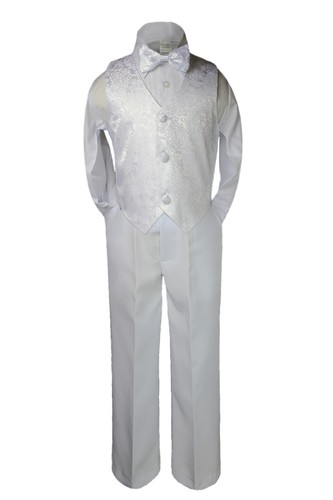 Säugling Kleinkind Junge 4-teilig schwarz/weiß Party formell Taufe Hochzeit Weste Set Anzug - Bild 4 von 6