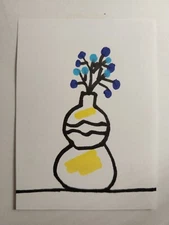 Flower in Pot Impressionist Plant Art – Original Painting by Gat