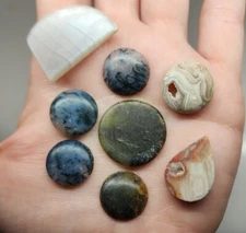 94ct Variety of Preform Cabochons - Project Lapidary LOT - Jade Moonstone Moss