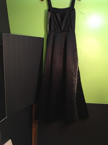 Vintage JOVANI NEW YORK Stunning Black Evening Satin Dress With Pearls Size 6 - Picture 6 of 7