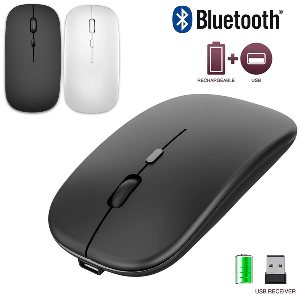 2.4GHz USB Wireless Bluetooth Optical Mouse Mice for Apple Macbook Pro M2 Air