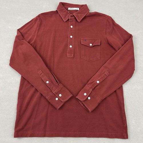 Criquet Poloshirt Herren Medium Burnt Orange Langarm Stickerei Logo Tasche M