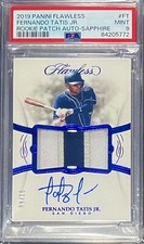 2019 Flawless Fernando Tatis Jr Rookie RPA RC Patch Auto /15 Sapphire Psa 9