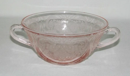 Hazel Atlas Glass Co. ROYAL LACE Pink Two-Handled Cream Soup