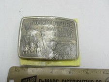 Vintage Agriculture Americas Lifeline Farming Cows Lady Liberty Belt Buckle NOS 