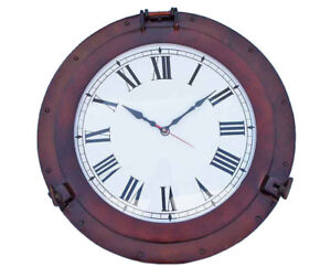 Ship S Cabin Porthole Clock Copper Finish 24 Aluminum Boat Cabin Porthole Clock Copper Finish