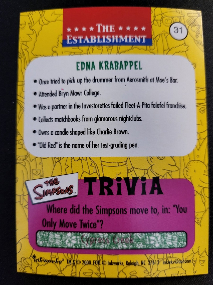 2006 Inkworks The Simpsons Anniversary Edna Krabappel Card card