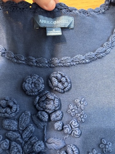 April Cornell Amsterdam Tunic Sweater Blue Size Small Knit Top - Picture 4 of 6