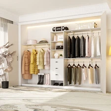 120" Walk-in Closet Organizer System with 3 Hanging Rods ＆ 3 Shelves ＆ 3 Drawers