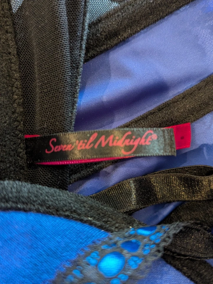 Precioso Bustier Transparente Seven 'til Midnight Azul Marino y Negro Con Ligas Multivías S Foto 4 de 4