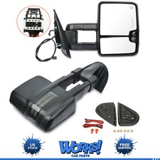 Power Heated Tow Mirrors Signal Clearance For 07-14 Chevy Silverado 2500hd 3500