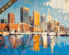 Baltimore skyline oil painting 8x10 Print