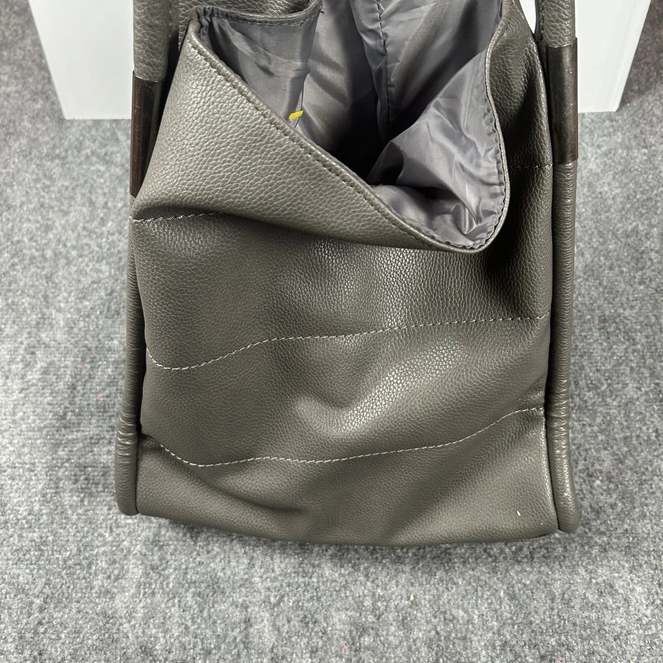 Neiman Marcus Gris Oscuro Imitación Cuero Shopper Monedero Bolso de Mano Viaje Playa Foto 4 de 4