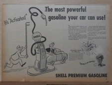 1950 newspaper ad for Shell Gas - Tom Henderson cartoon of snake like gas hose