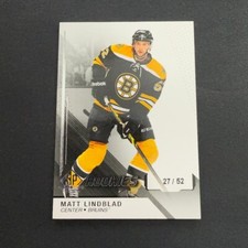 14/15 SP GAME-USED SPGU ROOKIE RC #170 MATT LINDBLAD 27/52 BRUINS