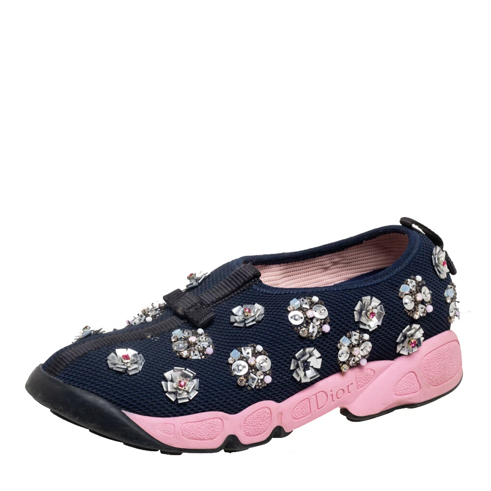 Baskets Dior Navy en maille bleue fusion embellies taille 36,5