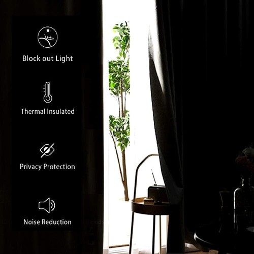 Luxury Navy Blue Blackout Curtains - Thermal Insulated, Light Blocking, 2 Panels - Picture 8 of 8