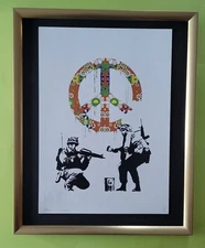 DEATH NYC Hand Signed LARGE Print Framed 16x20in COA Banksy Soldiers Murakami *