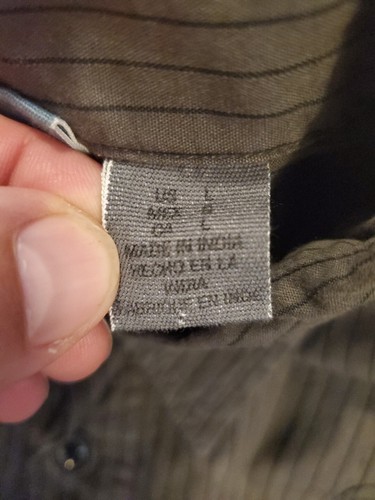 DKNY LS Shirt Gray Striped 100% Cotton Button Up (16 1/2-32/33) Mens Large NEW - Picture 7 of 14