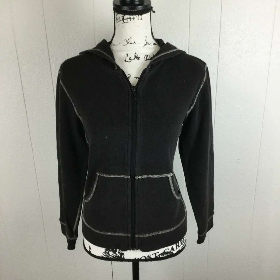 EDDIE BAUER Cremallera Completa Manga Larga Negra Sudadera con Capucha Sudadera con Capucha Para Mujer Talla S Foto 2 de 4