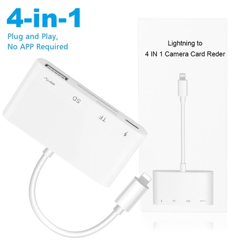 For iPhone iPad SD TF Memory Card Reader Adapter, Fast Data Transfer, For Office - Picture 2 of 7