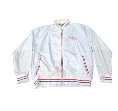 VTG World Cruise 1991 White Nautical Windbreaker Zipper Nylon Sz L