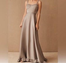 Sachin + Babi BHLDN Tara Satin Bustier Ruffle Hem Maxi Dress Dove Grey Size 6