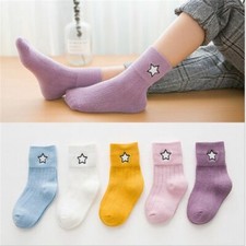 5 Pairs Kids Socks Baby Toddler Boys Girls Cotton Blend Socks Cartoon Star
