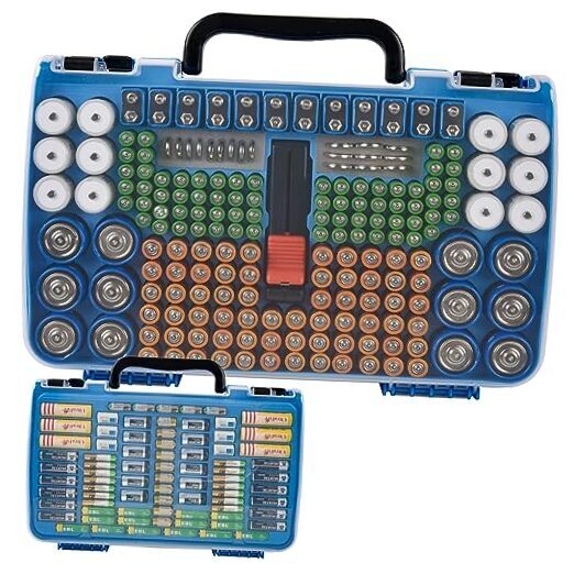 Portable Double Battery Storage Case with Tester – Multicolored Organizer Box  -image