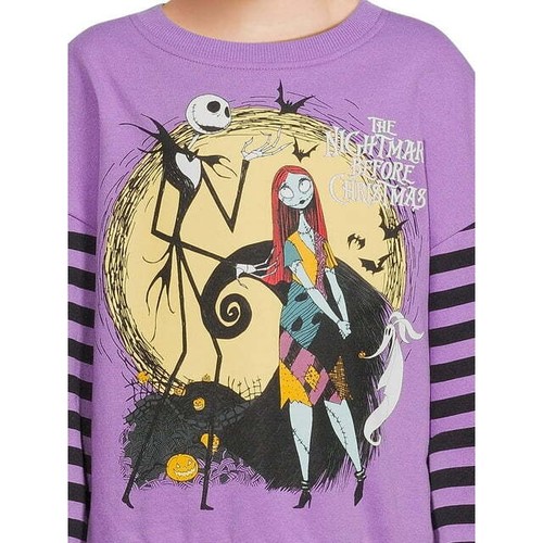 Disney's The Nightmare Before Christmas Girls Purple Sweatshirt Size L 10-12 NWT - Picture 4 of 5