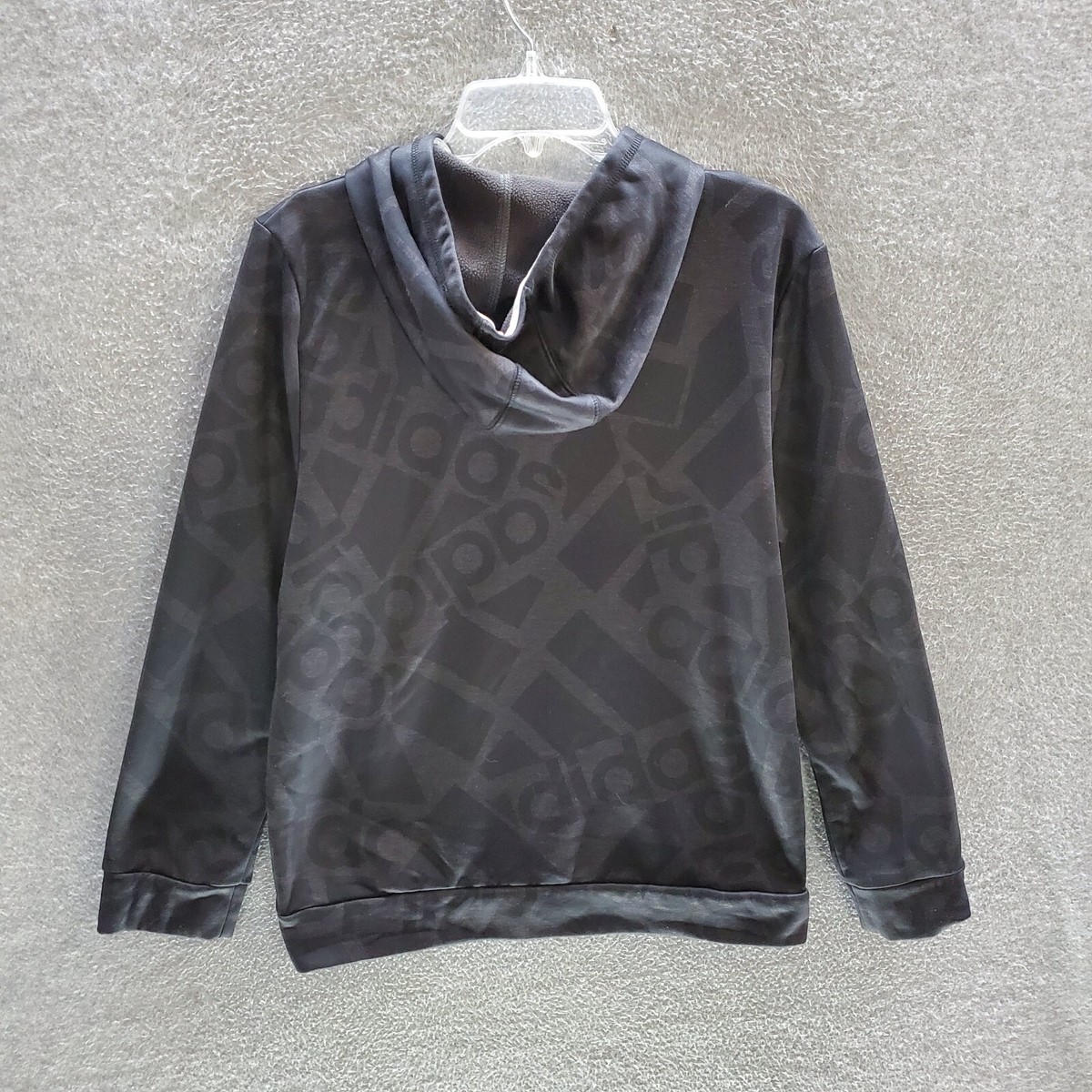 adidas originals☆トレーナー 薄手 刺繍ロゴ ブラック 4XL Adidas Boys Sweatshirt XL Black Hoodie Allover Print Logo