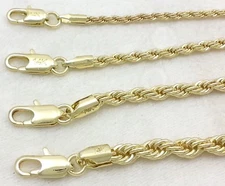 Real 14k Gold Filled Diamond Cut Twisted French Solid Rope Link Chain Necklace
