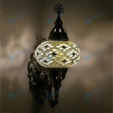 Turkish Moroccan Mosaic Multicolour Tiffany Wall Sconce Lamp Light Large Globe