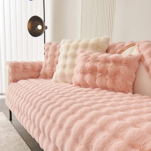 Thickened Rabbit Plush Sofa Cushion Mat Warm Non-slip Imitation Fur Sofa Cushion - Picture 14 of 34