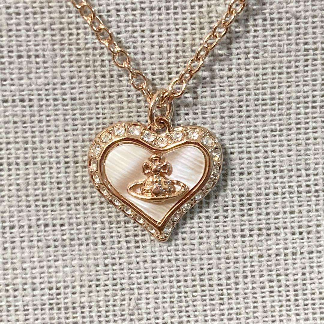 Vivienne Westwood Petra Necklace Pink Gold Shell Heart w Vivienne Westwood Petra Necklace Pink Gold Shell Heart w