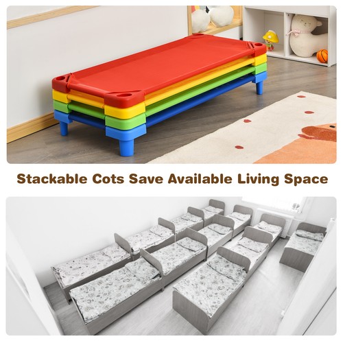 4PCS Kids Stackable Daycare Cot Toddler Naptime Sleeping Rest Mat Travel Playpen - Picture 6 of 10