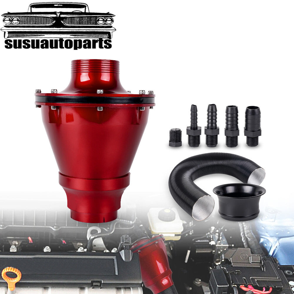 Red 65mm/70mm Auto Car Cold Air Intake Filter Kit with Air Box + Hose Universal