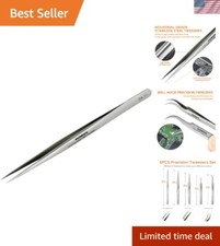 Multi-Purpose Stainless Steel Tweezers - 5.55" Precision Tool for Various Uses