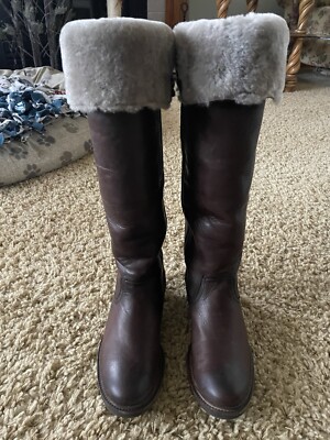 Frye Mara Button On Tall Dark Brown Boots Size 7